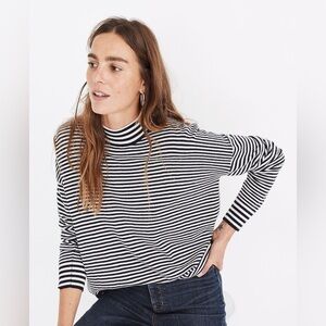 Madewell Stripe-Mix Ashbury Mockneck Sweater wool
